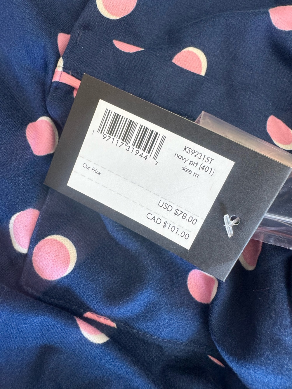 kate spade ♠️ Navy Pajama Top with Pink and Cream Polka Dots, cute comfy &cool! - Picture 6 of 14